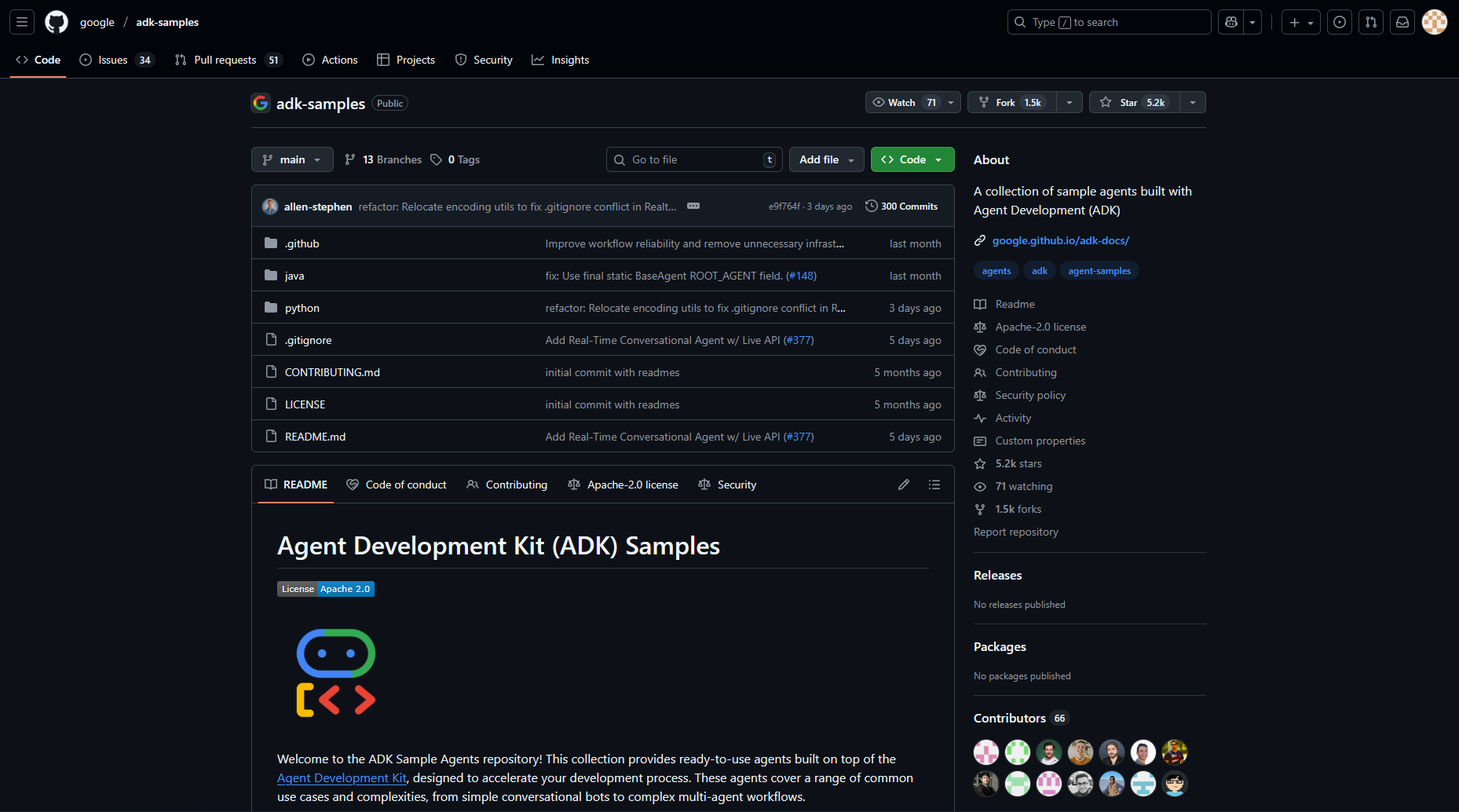 GitHub ของ Google ที่รวมตัวอย่างจาก Google ADK