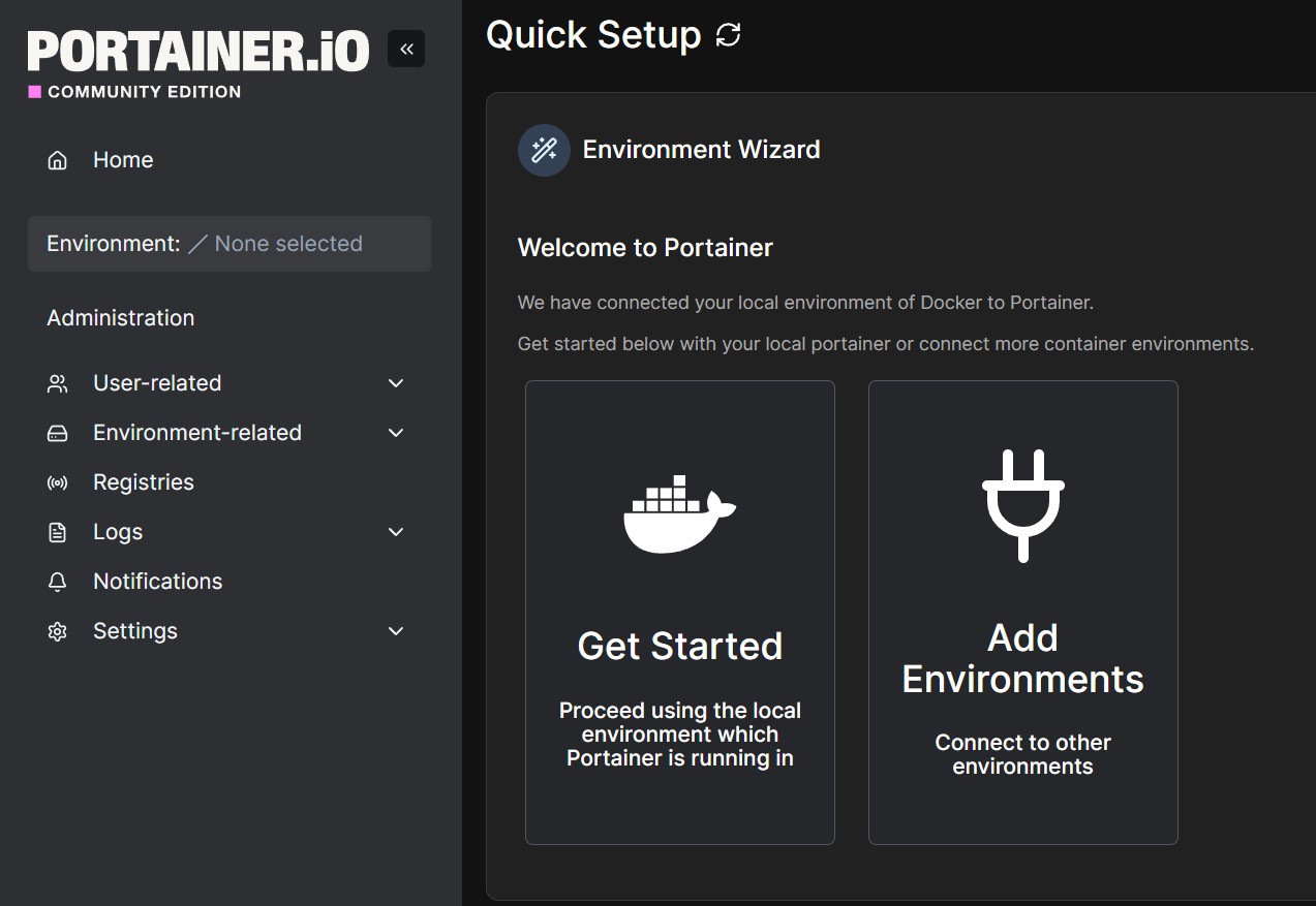 จากนั้นจะพบ Environment Wizard ให้เลือก Get Start