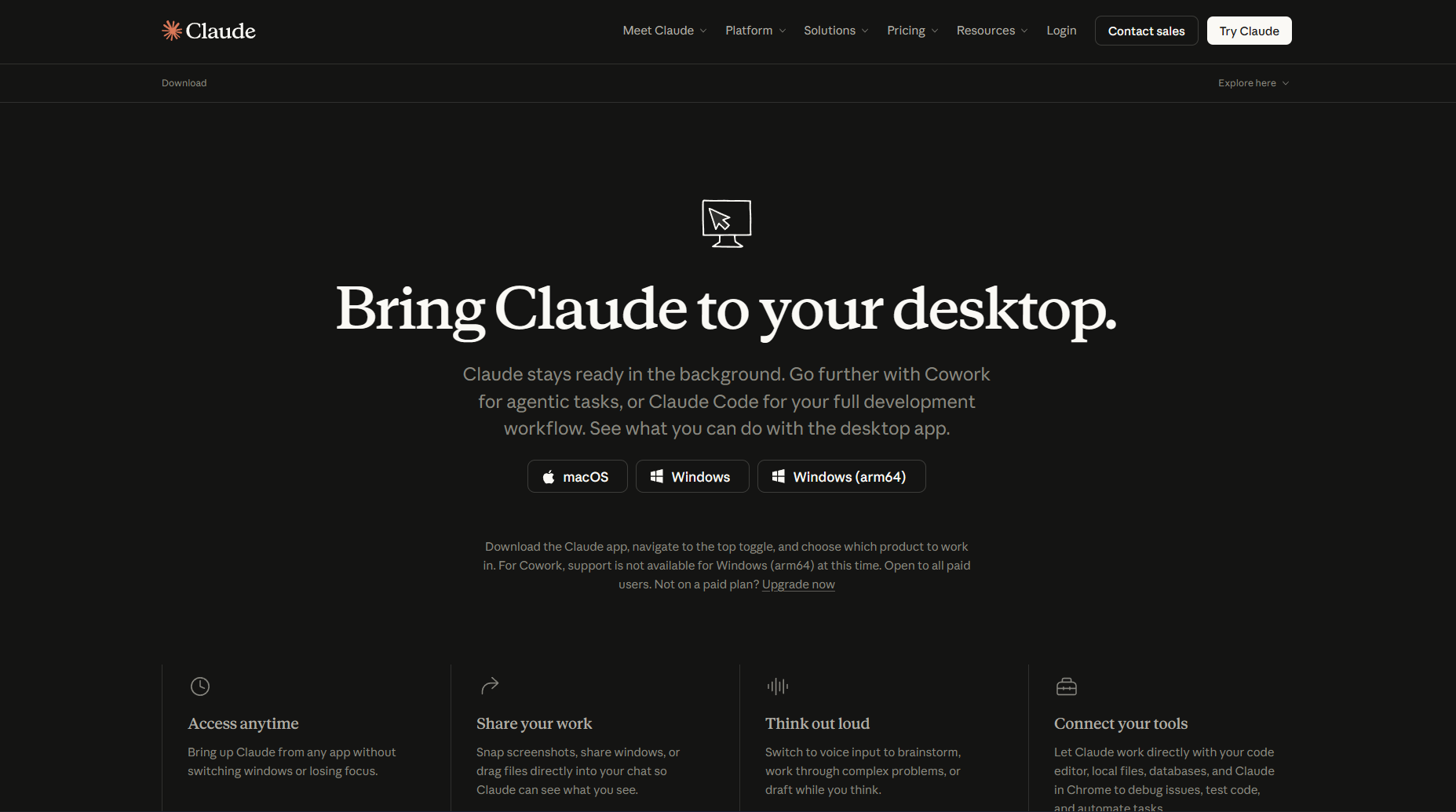ค้นหาคำว่า Claude Desktop และสามารถดาวน์โหลดตามระบบปฏิบัติการได้เลย