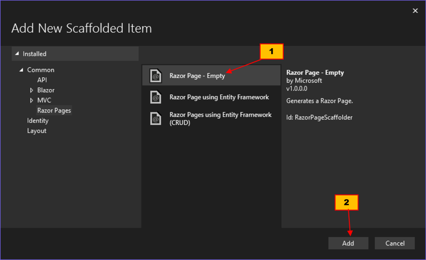 add-razor-empty-page