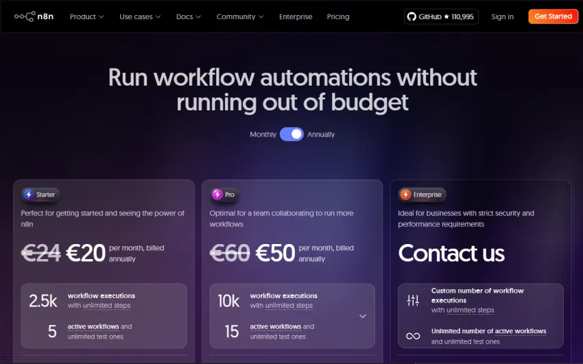 รายละเอียดการสมัคร n8n