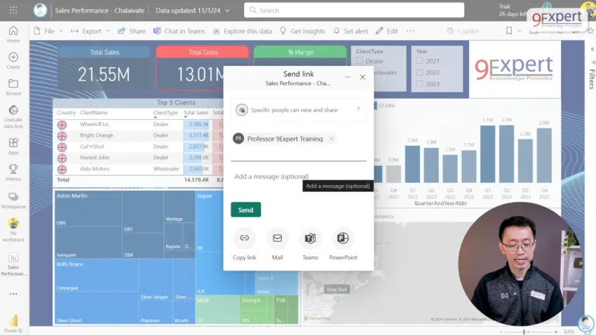 ทำการแชร์ Report ตามอีเมลที่มีการระบุไว้