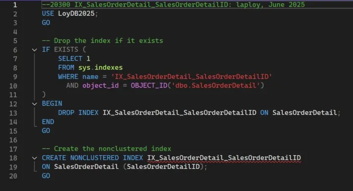 ปรับปรุงประสิทธิภาพด้วยดรรชนี IX_SalesOrderDetail_SalesOrderDetailID