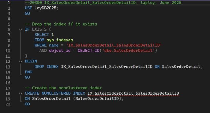 ปรับปรุงประสิทธิภาพด้วยดรรชนี IX_SalesOrderDetail_SalesOrderDetailID